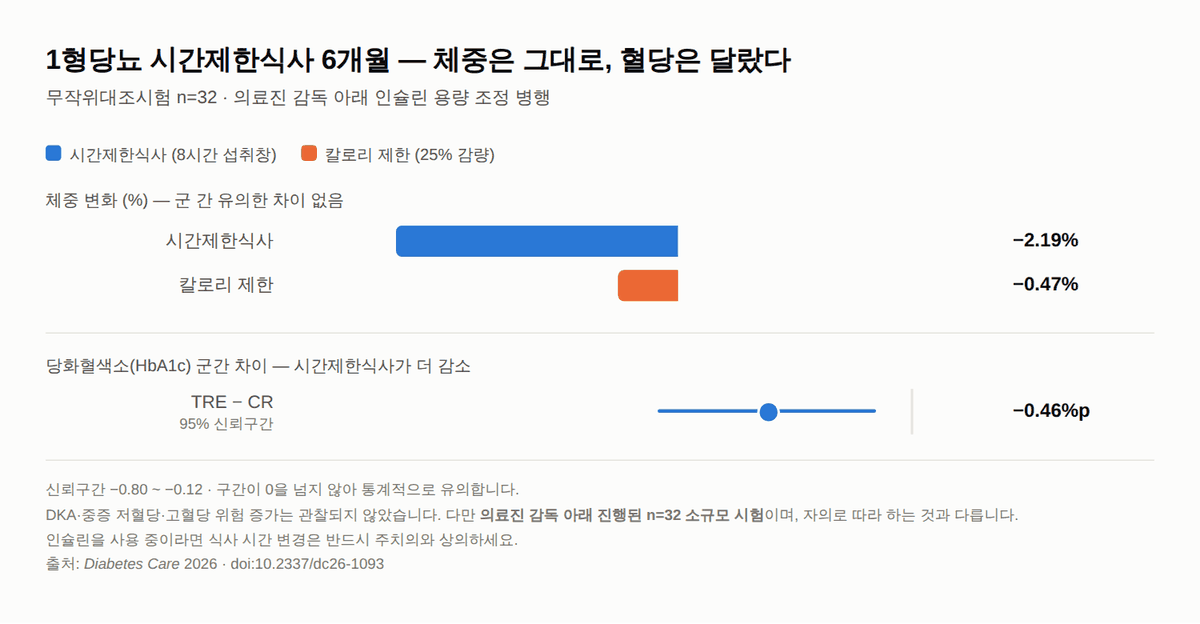 간헐적 단식, 1형당뇨에서 시험해보니 — 시간제한식사 6개월 무작위대조시험